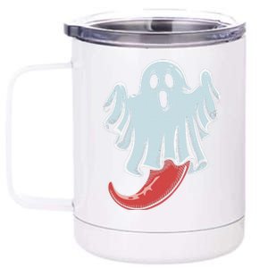 Funny Ghost Chili Pepper Lovers Spooky Halloween 12 oz Stainless Steel Tumbler Cup