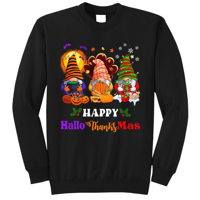 Festive Gnomes Celebrating Halloween and Christmas Tall Sweatshirt