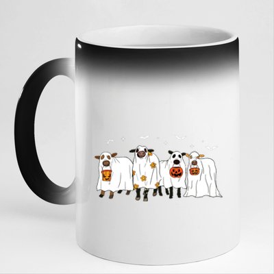 Funny Ghost Cows Halloween Cute Outfit Adults 11oz Black Color Changing Mug