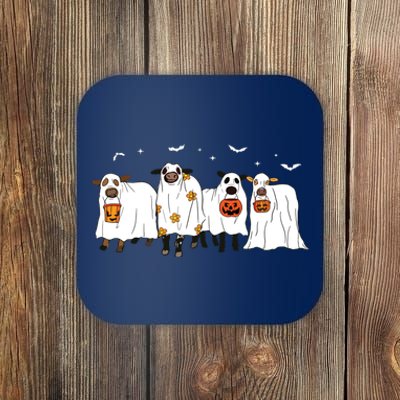 Funny Ghost Cows Halloween Cute Outfit Adults Coaster