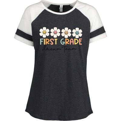 First Grade Dream Team Retro Back To School Teacher Student Enza Ladies Jersey Colorblock Tee