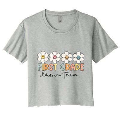 First Grade Dream Team Retro Back To School Teacher Student Women's Crop Top Tee