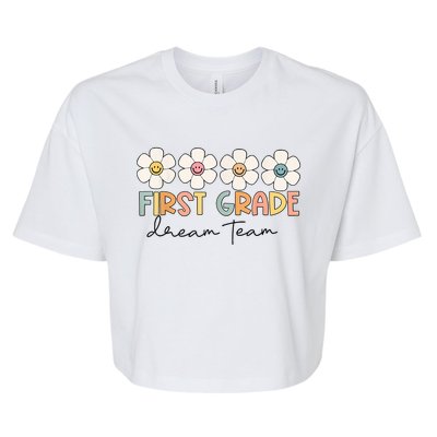 First Grade Dream Team Retro Back To School Teacher Student Bella+Canvas Jersey Crop Tee