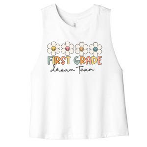 First Grade Dream Team Retro Back To School Teacher Student Women's Racerback Cropped Tank