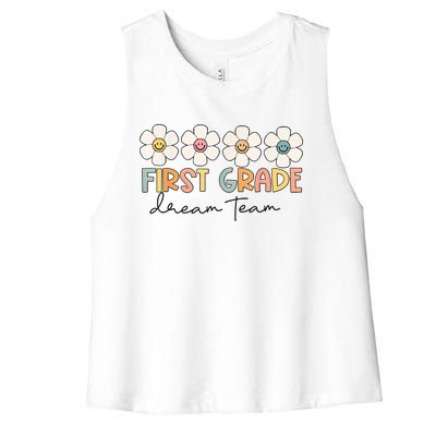 First Grade Dream Team Retro Back To School Teacher Student Women's Racerback Cropped Tank