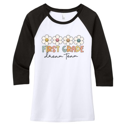 First Grade Dream Team Retro Back To School Teacher Student Women's Tri-Blend 3/4-Sleeve Raglan Shirt