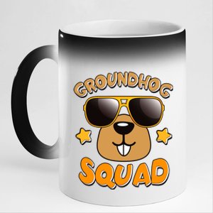 Funny Groundhog Day Squad 11oz Black Color Changing Mug