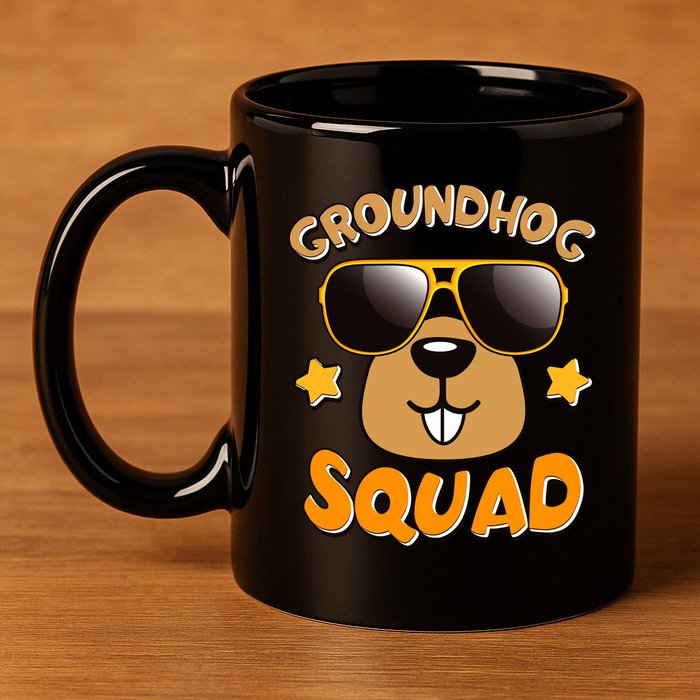 Funny Groundhog Day Squad 11oz C Handle Ceramic Mug