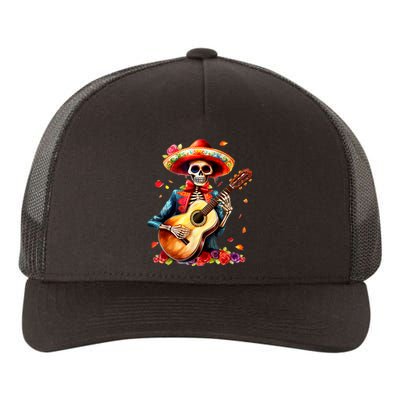 Floral Guitar Dia De Los Muertos Cute Mariachi Day Of Dead Yupoong Adult 5-Panel Trucker Hat