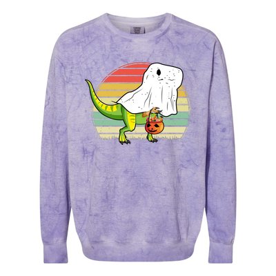 Funny Ghost Dinosaur Halloween Graphic Colorblast Crewneck Sweatshirt