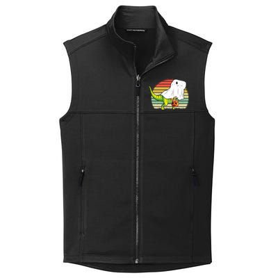 Funny Ghost Dinosaur Halloween Graphic Collective Smooth Fleece Vest