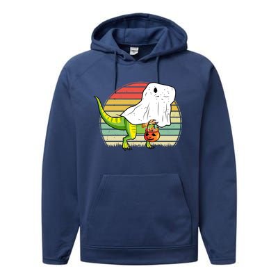 Funny Ghost Dinosaur Halloween Graphic Performance Fleece Hoodie