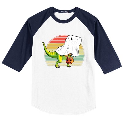 Funny Ghost Dinosaur Halloween Graphic Baseball Sleeve Shirt