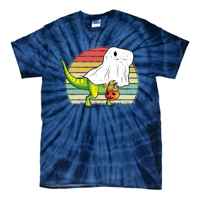 Funny Ghost Dinosaur Halloween Graphic Tie-Dye T-Shirt