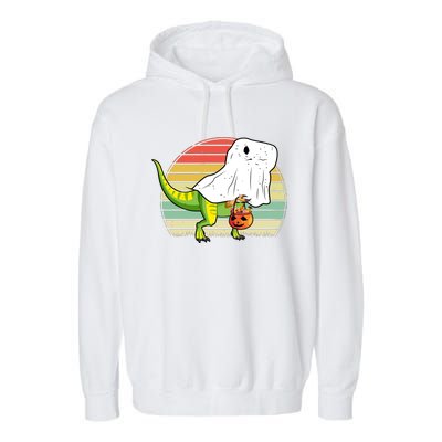 Funny Ghost Dinosaur Halloween Graphic Garment-Dyed Fleece Hoodie