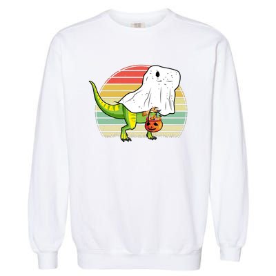 Funny Ghost Dinosaur Halloween Graphic Garment-Dyed Sweatshirt