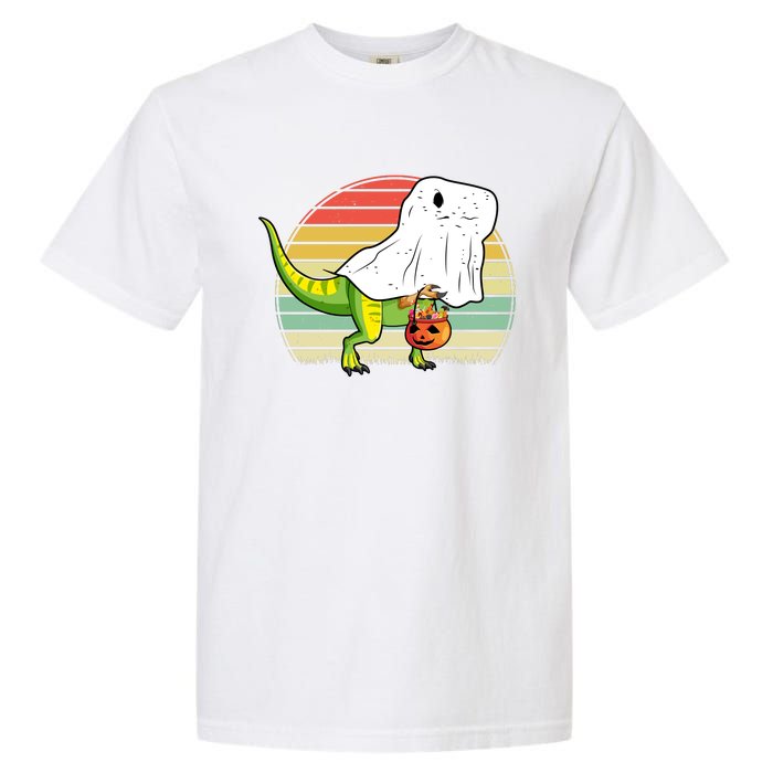 Funny Ghost Dinosaur Halloween Graphic Garment-Dyed Heavyweight T-Shirt