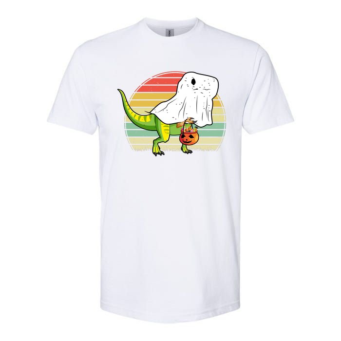 Funny Ghost Dinosaur Halloween Graphic Softstyle CVC T-Shirt