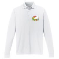 Funny Ghost Dinosaur Halloween Graphic Performance Long Sleeve Polo