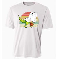 Funny Ghost Dinosaur Halloween Graphic Cooling Performance Crew T-Shirt