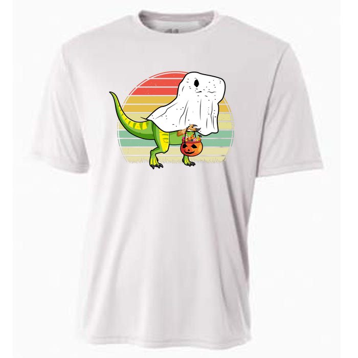 Funny Ghost Dinosaur Halloween Graphic Cooling Performance Crew T-Shirt