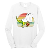 Funny Ghost Dinosaur Halloween Graphic Long Sleeve Shirt