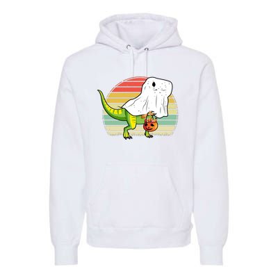 Funny Ghost Dinosaur Halloween Graphic Premium Hoodie