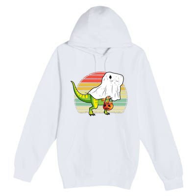 Funny Ghost Dinosaur Halloween Graphic Premium Pullover Hoodie