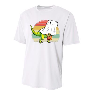 Funny Ghost Dinosaur Halloween Graphic Performance Sprint T-Shirt