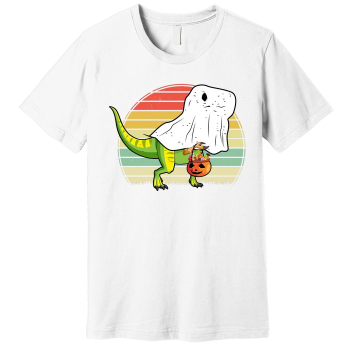 Funny Ghost Dinosaur Halloween Graphic Premium T-Shirt