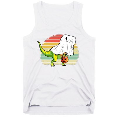 Funny Ghost Dinosaur Halloween Graphic Tank Top