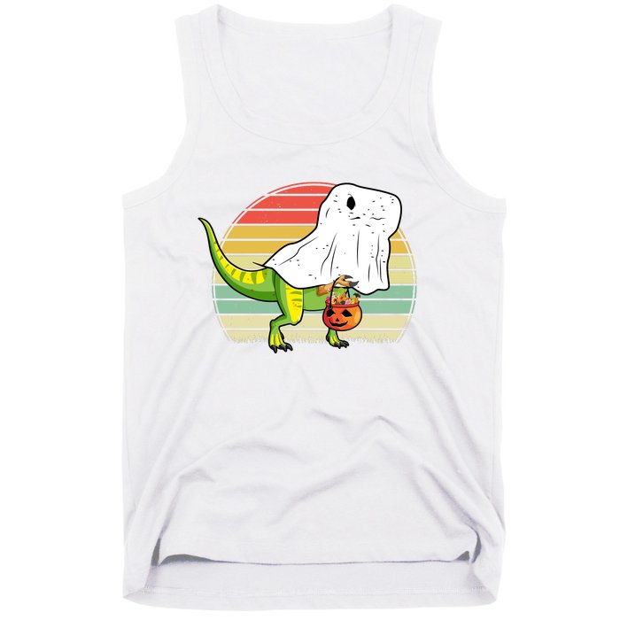 Funny Ghost Dinosaur Halloween Graphic Tank Top