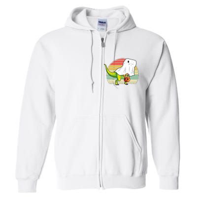 Funny Ghost Dinosaur Halloween Graphic Full Zip Hoodie