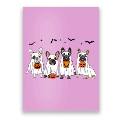 Frenchie Ghost Dog Costume Funny French Bulldog Halloween Poster