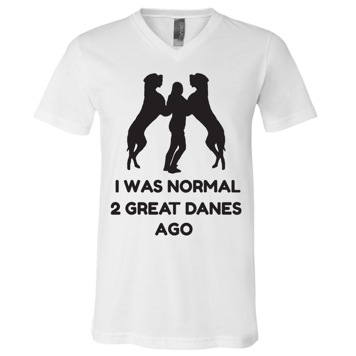 Funny Great Dane Shirts Woman I Was Normal 2 Great Danes Ago V-Neck T-Shirt
