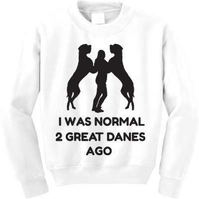 Funny Great Dane Shirts Woman I Was Normal 2 Great Danes Ago Kids Sweatshirt