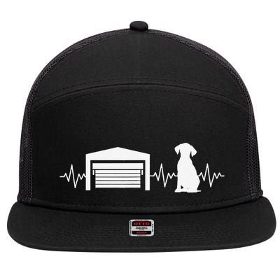 Funny Garage Door Installer Application Day Dog Garage Door 7 Panel Mesh Trucker Snapback Hat