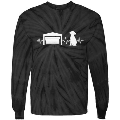 Funny Garage Door Installer Application Day Dog Garage Door Tie-Dye Long Sleeve Shirt
