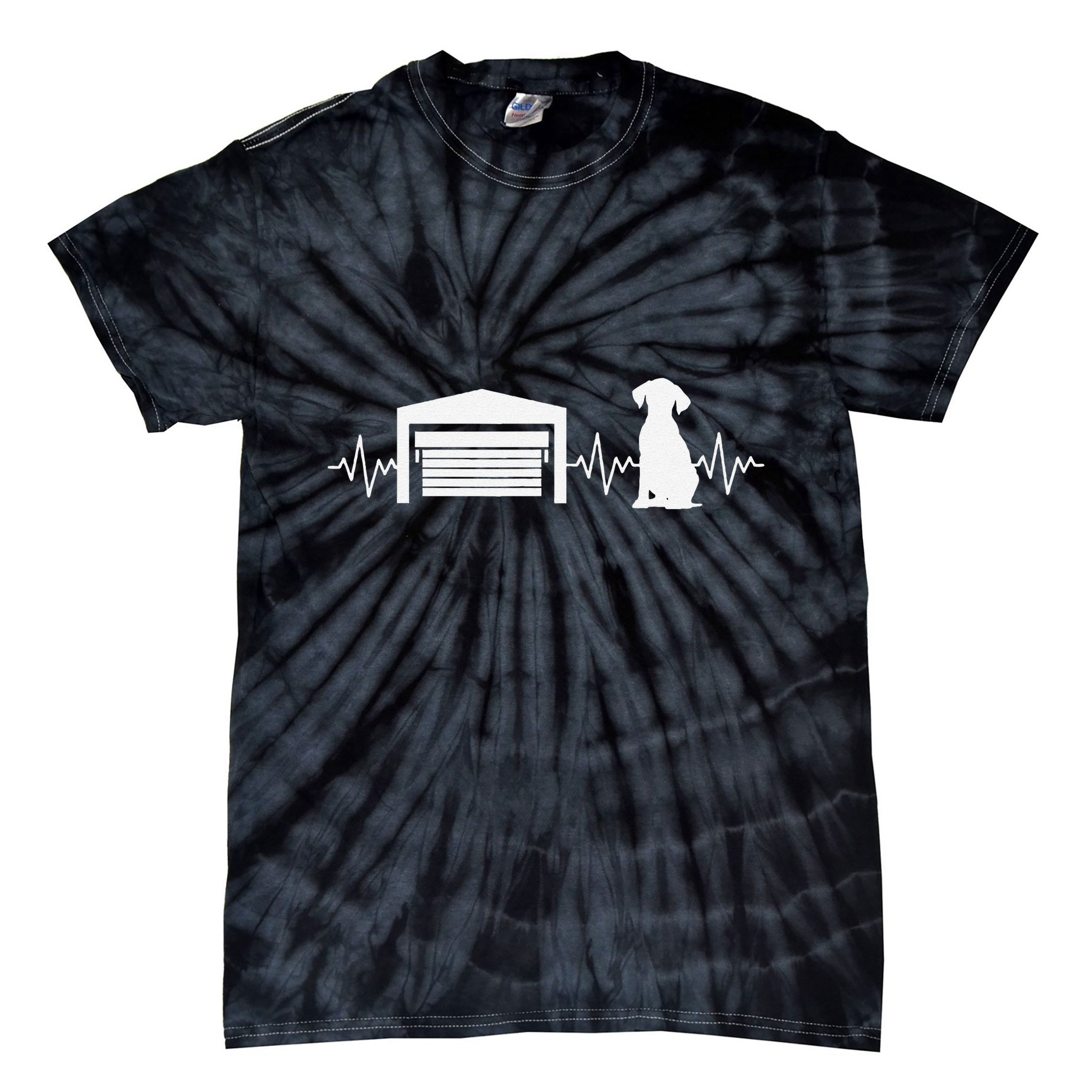 Funny Garage Door Installer Application Day Dog Garage Door Tie-Dye T-Shirt
