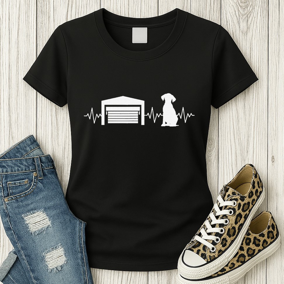 Funny Garage Door Installer Application Day Dog Garage Door Womens T-Shirt