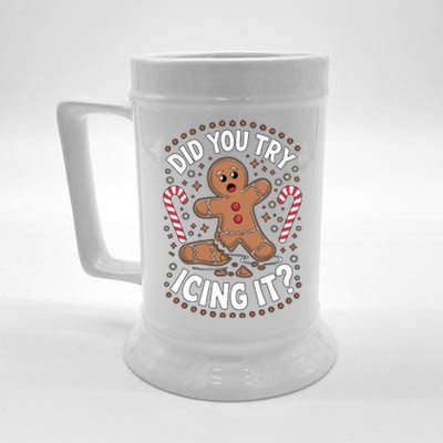 Funny Gingerbread Did You Try Icing It ? Cookie Baking Gift Beer Stein