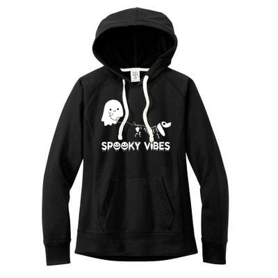 Funny Ghost Dachshund Skeleton Spooky Vibes Dog Halloween Gift Women's Fleece Hoodie