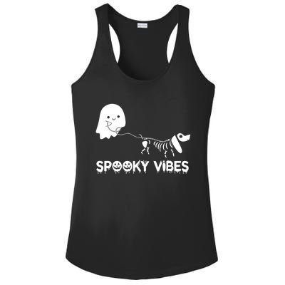 Funny Ghost Dachshund Skeleton Spooky Vibes Dog Halloween Gift Ladies PosiCharge Competitor Racerback Tank