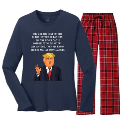 Funny Great Dad Donald Trump Father's Day Gift Tee Women's Long Sleeve Flannel Pajama Set 