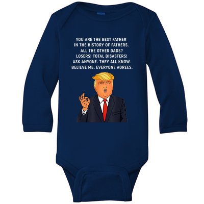 Funny Great Dad Donald Trump Father's Day Gift Tee Baby Long Sleeve Bodysuit