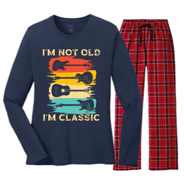 Funny Guitar Design For Men Women Guitarist Guitar Lovers Women's Long Sleeve Flannel Pajama Set 