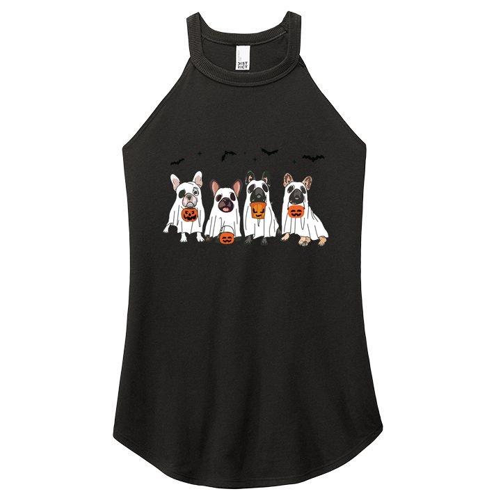 Frenchie Ghost Dog Costume Funny French Bulldog Halloween Women's Perfect Tri Rocker Tank