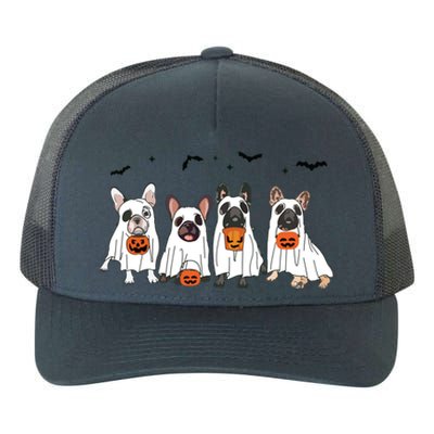 Frenchie Ghost Dog Costume Funny French Bulldog Halloween Yupoong Adult 5-Panel Trucker Hat