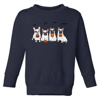 Frenchie Ghost Dog Costume Funny French Bulldog Halloween Toddler Sweatshirt