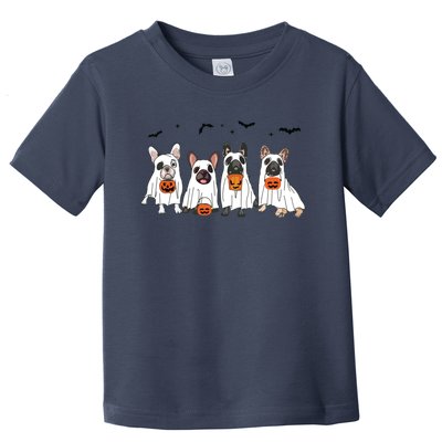 Frenchie Ghost Dog Costume Funny French Bulldog Halloween Toddler T-Shirt